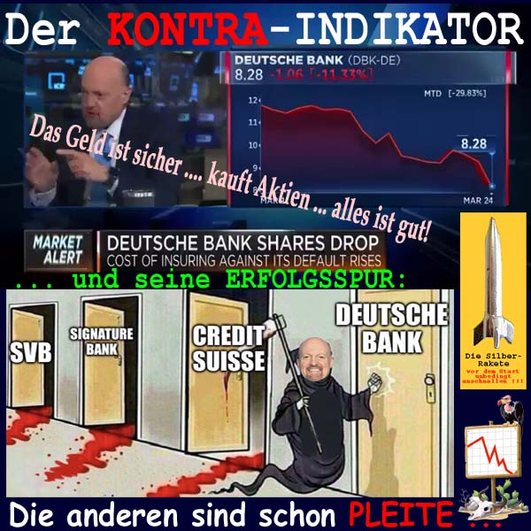 SilberRakete Kontraindikator Jim Cramer Erfolgsspur Banken Pleite DB