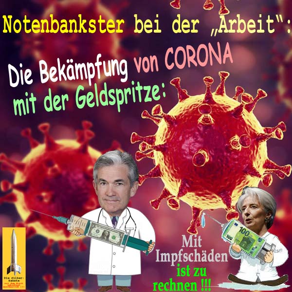 SilberRakete Notenbanker FED EZB bei Arbeit Bekaempfung Corona mit Geldspritze Schaeden folgen