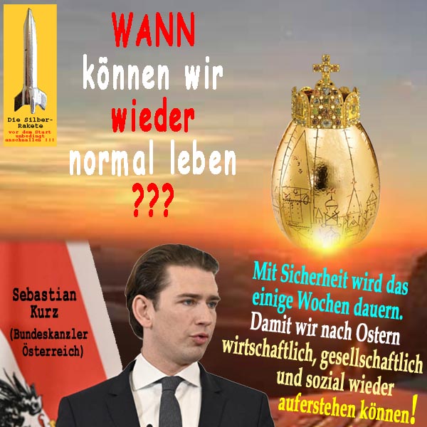 SilberRakete Wann normal leben SKurz Kanzler AT Nach Ostern auferstehen GOLDENES Ei Reichskrone