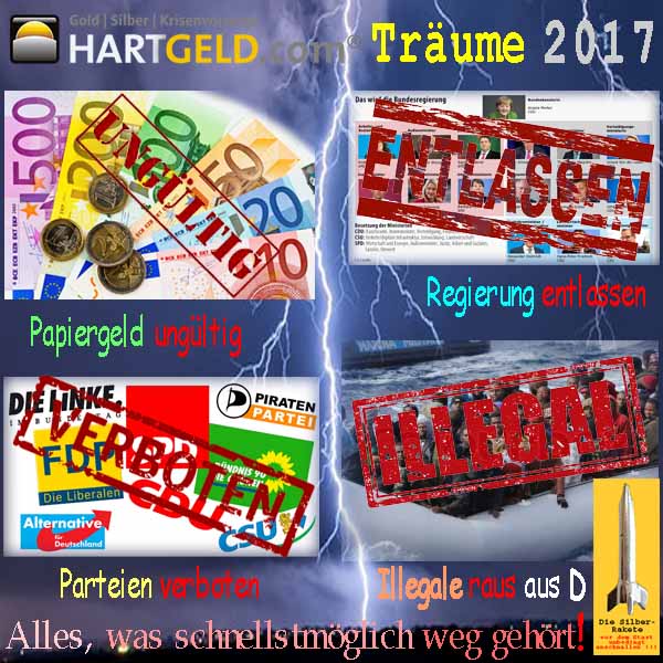 SilberRakete Hartgeld Traeume2017 Was weg muss Papiergeld Regierung Parteien Asylanten