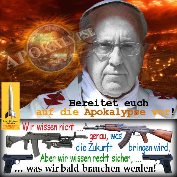 SilberRakete Papst Franziskus Apokalypse vorbereiten Wissen nicht Zukunft brauchen bald Waffen