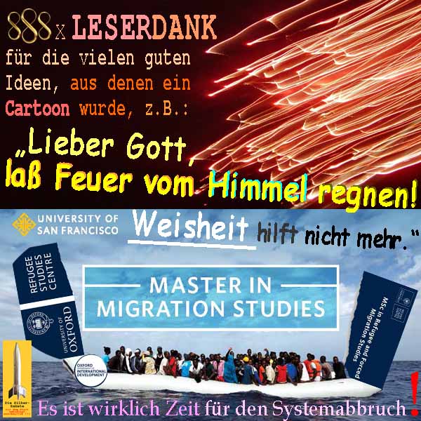 SilberRakete 888xLeserdank Ideen fuer Cartoon Gott Feuer vom Himmel fallen keine Weisheit RefugeeStudies