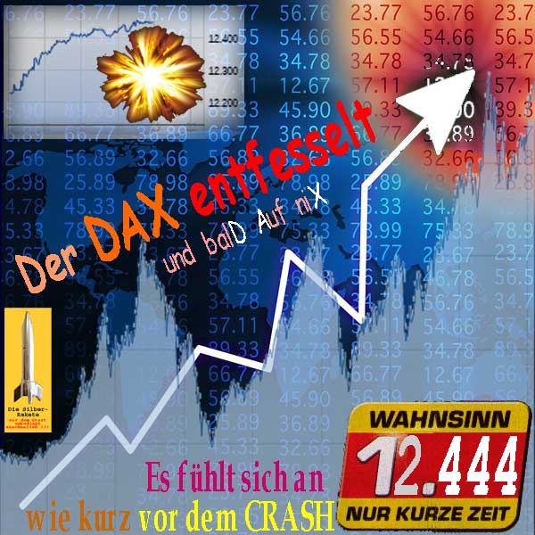 SilberRakete Der DAX entfesselt Wahnsinn 12444 kurze Zeit und bald auf nix Wie kurz vor Crash