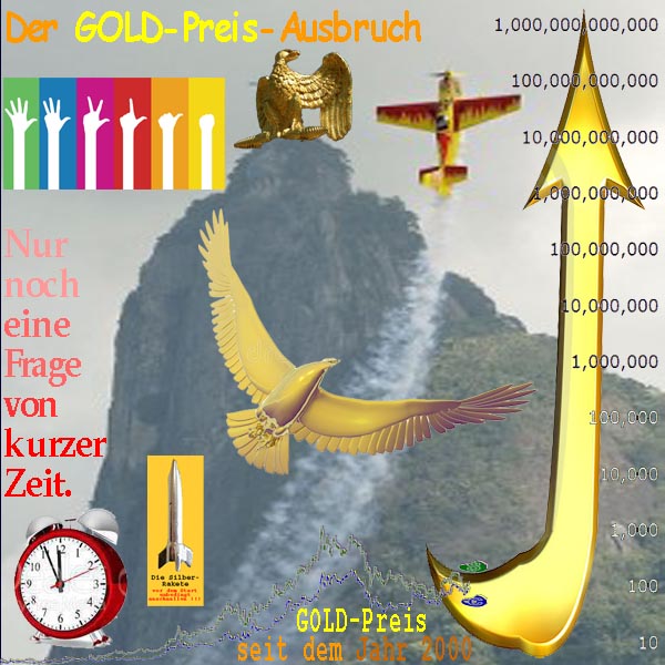 SilberRakete GOLD Preis Ausbruch Nur noch Frage von kurzer Zeit Finger Wecker Berg Adler Flieger bis 1Billion