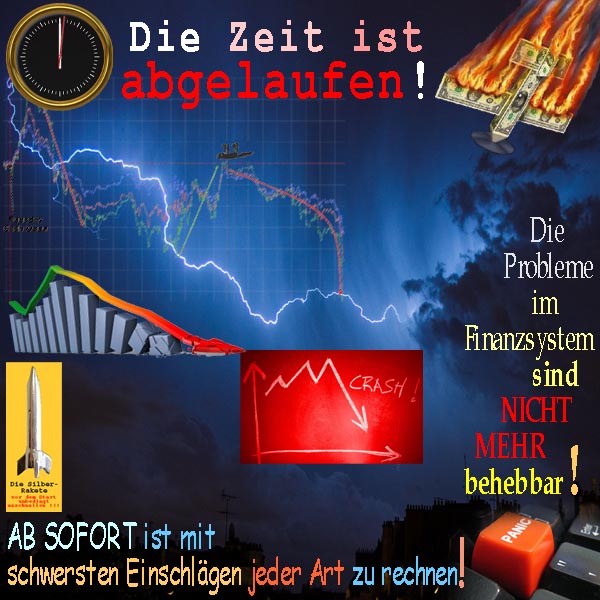 SilberRakete Gewitter Zeit abgelaufen Probleme im Finanzsystem nicht behebbar Dollar Crash Einschlaege Panik