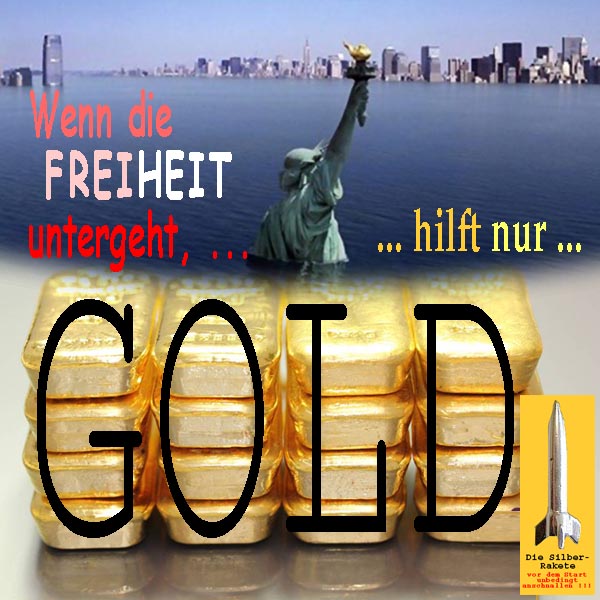 SilberRakete Wenn die FREIHEIT untergeht hilft nur GOLD Liberty halb imWasser Goldbarren