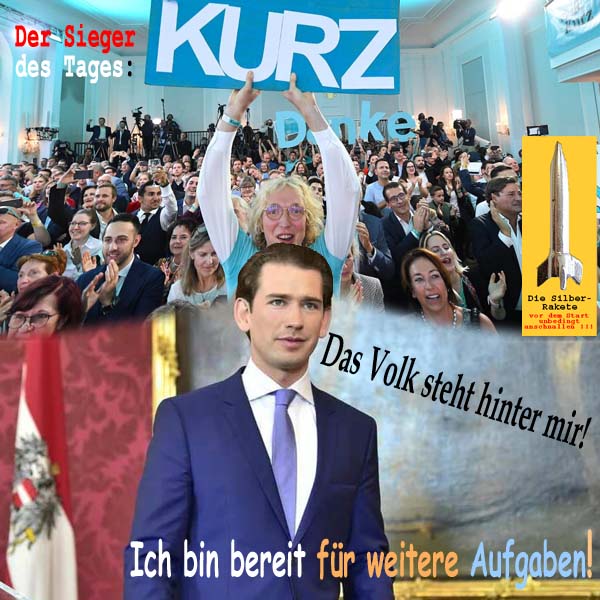 SilberRakete Sieger des Tages SebastianKurz Wahl Oesterreich 201909 Volk steht hinter mir Bereit