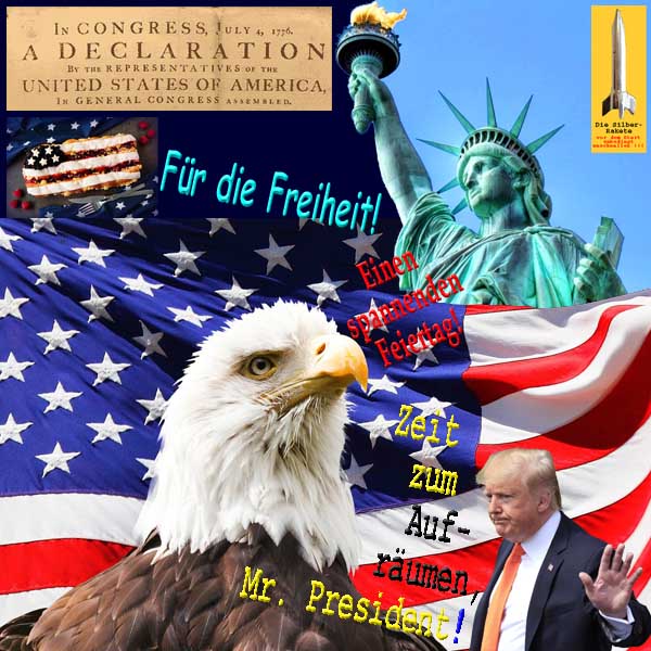 SilberRakete USA Nationalfeiertag 4July Liberty Freiheit Adler Feiertag DTrump Zeit Aufraeumen